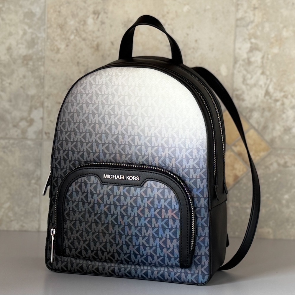 Michael Kors Jaycee Medium Backpack MK Ombre Black Multi - Picture 4 of 14